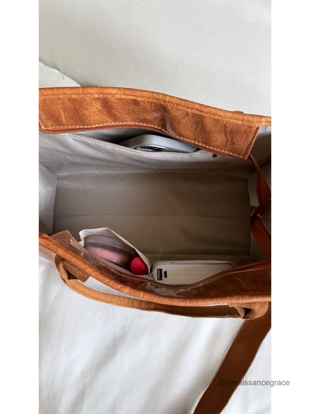 Large PVC Tote Bag with Kraft Paper, Waterproof Hobo Handbag with Adjustable - Picture 6 of 6